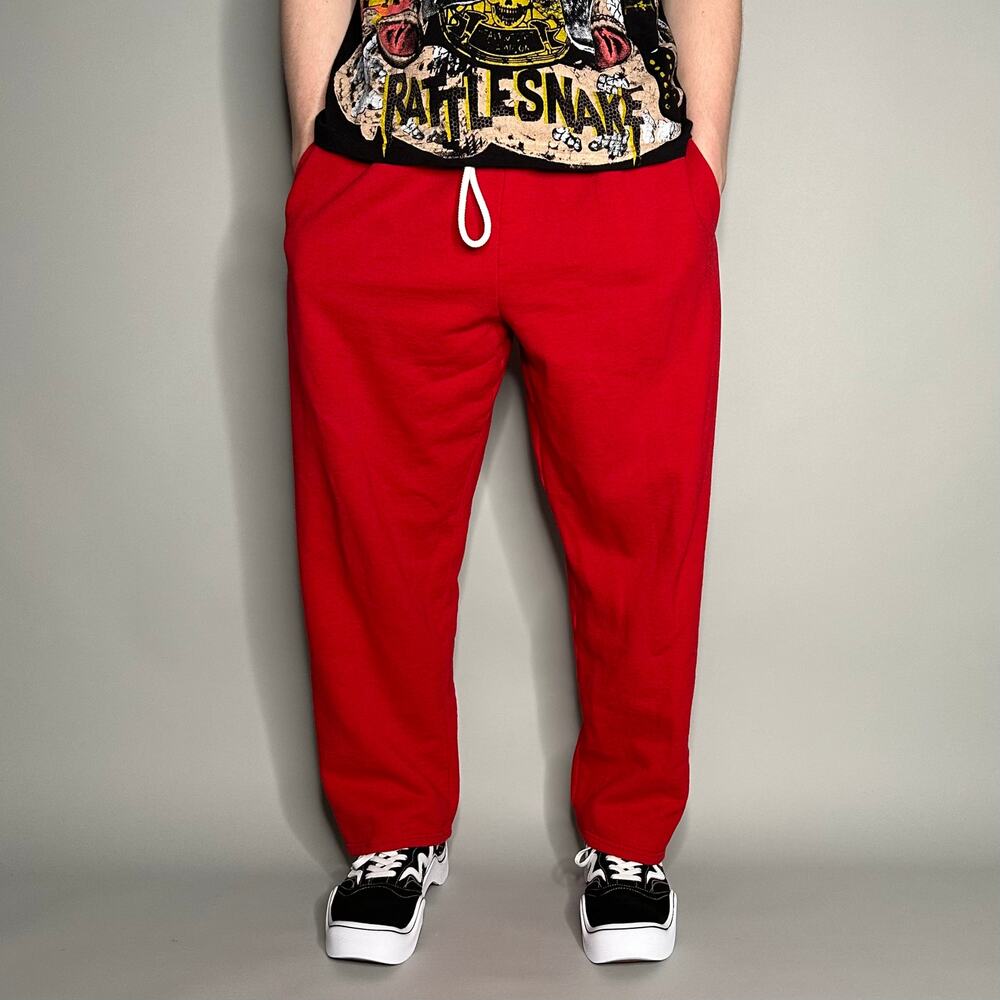Vintage Y2K FOTL Sweatpants Mens L Baggy Wide Leg Fit  Crimson Red Cotton - Picture 2 of 4